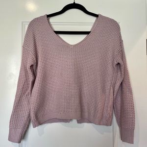 Pink Rose Knit Back-Button Sweater